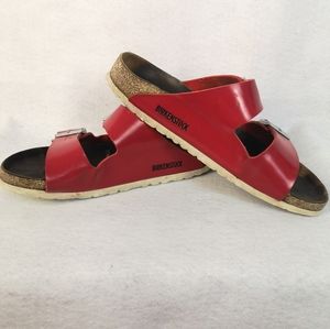 Birkenstock Arizona Birko-Flor Red Tango Patent Euro 42 (US Men 9.5 Women 11.5)